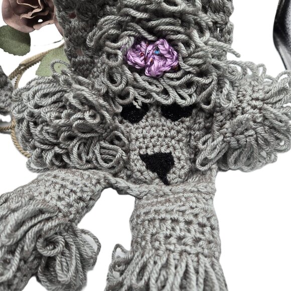 Grey Poodle Breed Puppy Dog Scarf Crochet Handmade byBren - Picture 2 of 5